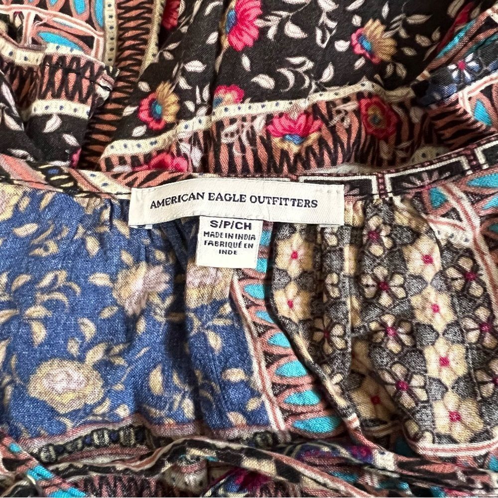 American Eagle Patchwork Patterned Lace Up Neckli… - image 8